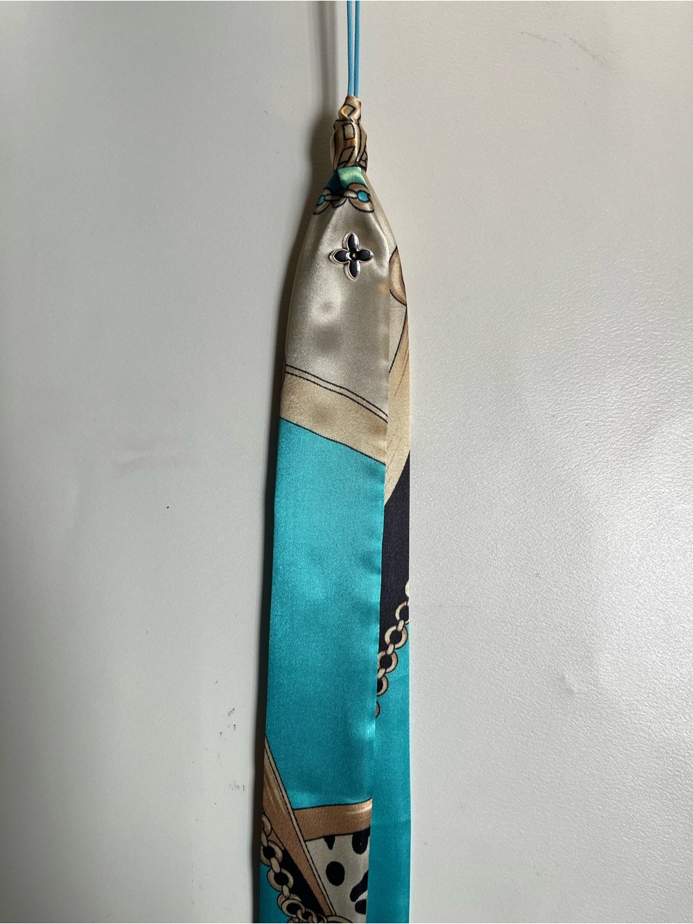 Satin Scarf Necklace with Decorative Pin - Unisex Accessory